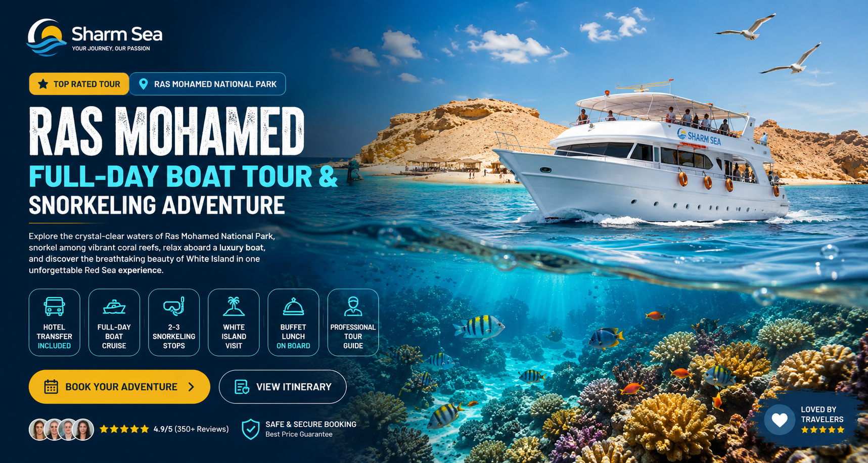 Ras Mohammed Boat Trip & White Island Snorkeling | Sharm El Sheikh